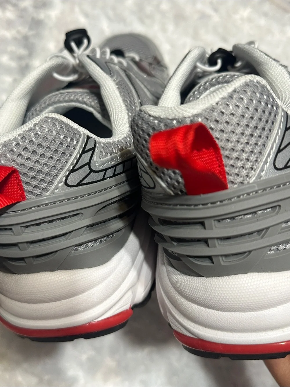 Avia Men’s Silver and Red Athletic Running Shoes